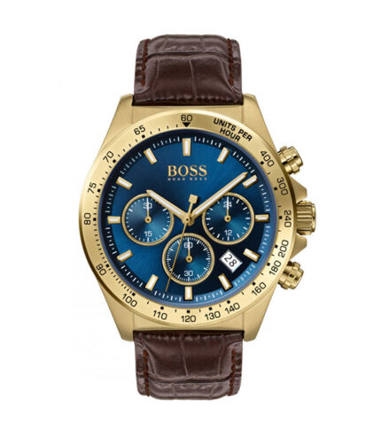 Hugo Boss Hero Brun Läder blå urtavla 42mm Herrklocka 1513756