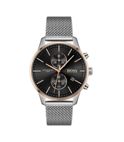 Hugo Boss Associate Silver Stål svart urtavla 42mm Herrklocka 1513805