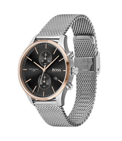 Hugo Boss Associate Silver Stål svart urtavla 42mm Herrklocka 1513805