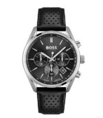 Hugo Boss Champion 1513816 Svart Läder svart urtavla 44mm Herrklocka 1513816