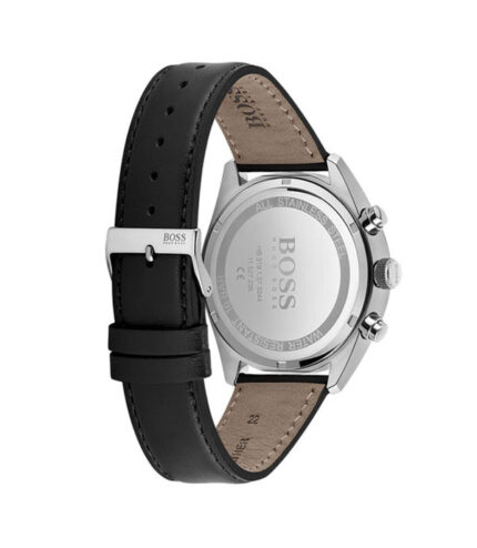 Hugo Boss Champion Svart Läder svart urtavla 44mm Herrklocka 1513816