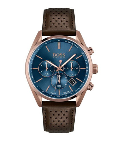 Hugo Boss Champion Brun Läder blå urtavla 44mm Herrklocka 1513817
