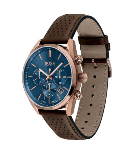Hugo Boss Champion Brun Läder blå urtavla 44mm Herrklocka 1513817