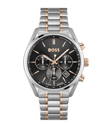 Hugo Boss Champion Silver/Roséguld Stål svart urtavla 44mm Herrklocka 1513819
