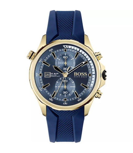 Hugo Boss Globetrotter Blå Sillikon blå urtavla 44mm Herrklocka 1513822