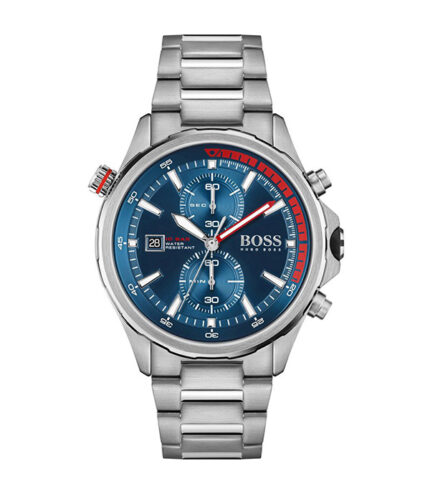 Hugo Boss Globetrotter Silver Stål blå urtavla 44mm Herrklocka 1513823