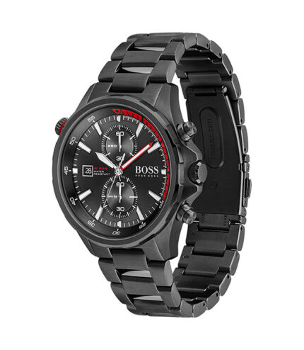 Hugo Boss Globetrotter Svart Stål svart urtavla 44mm Herrklocka 1513825