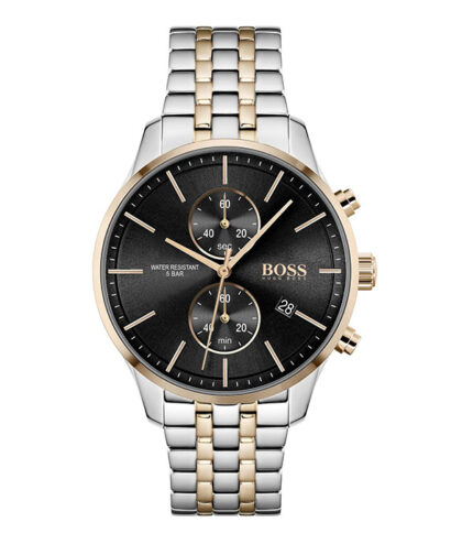 Hugo Boss Associate Silver/Roséguld Stål svart urtavla 40mm Herrklocka 1513840