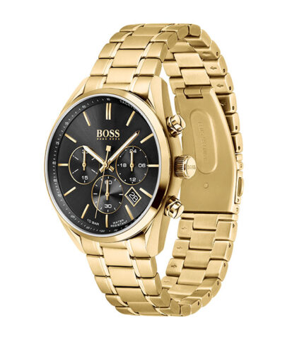 Hugo Boss Champion Guld Stål svart urtavla 44mm Herrklocka 1513848