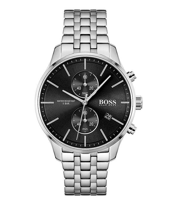 Hugo Boss Associate Silver Stål svart urtavla 42mm Herrklocka 1513869