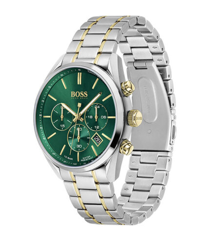 Hugo Boss Champion Silver/Guld Stål grön urtavla 44mm Herrklocka 1513878