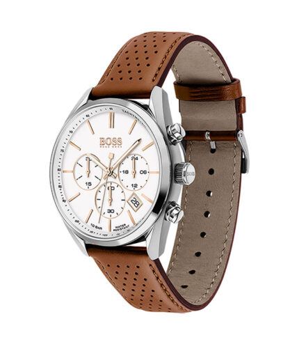 BOSS Champion Brun Läder vit urtavla 42mm Herrklocka 1513879
