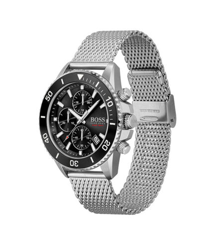 Hugo Boss Admiral Silver Stål svart urtavla 44mm Herrklocka 1513904