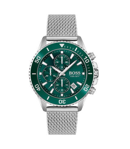 Hugo Boss Admiral 1513905 Silver Stål grön urtavla 44mm Herrklocka 1513905