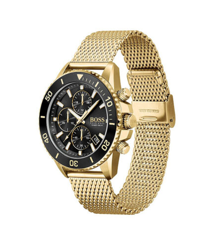 Hugo Boss Admiral Guld Stål svart urtavla 44mm Herrklocka 1513906