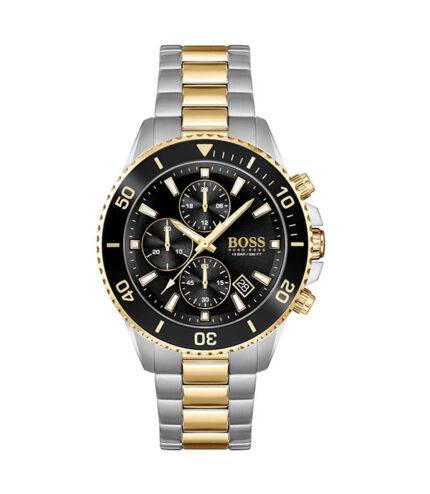 Hugo Boss Admiral 1513908 Silver/Guld Stål svart urtavla 44mm Herrklocka 1513908