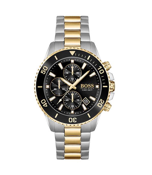 Hugo Boss Admiral 1513908 Silver/Guld Stål svart urtavla 44mm Herrklocka 1513908