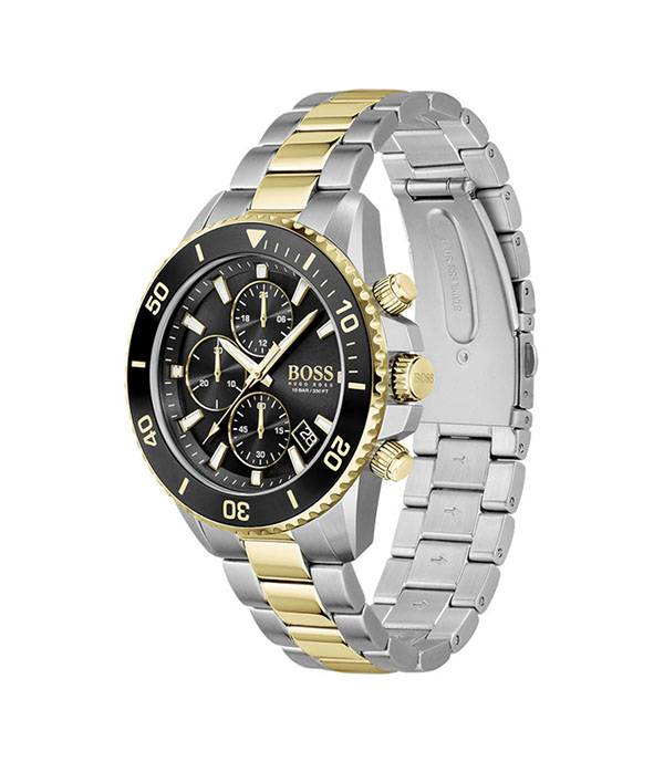 Hugo Boss Admiral Silver/Guld Stål svart urtavla 44mm Herrklocka 1513908
