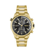 Hugo Boss Globetrotter Guld Stål svart urtavla 44mm Herrklocka 1513932