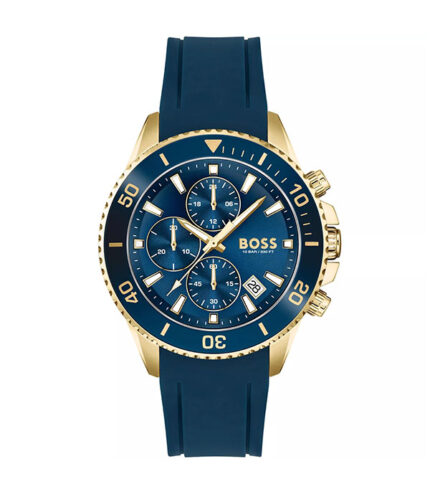 BOSS Admiral Admiral Blå Sillikon blå urtavla 44mm Herrklocka 1513965