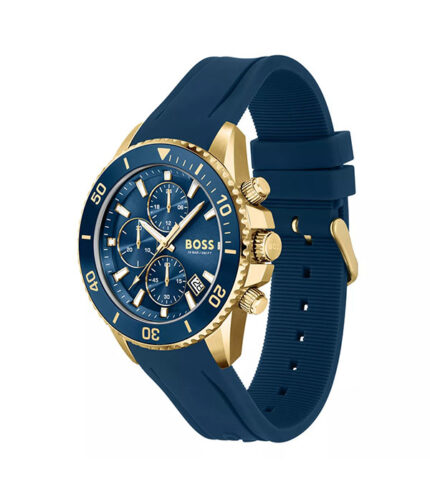 BOSS Admiral Admiral Blå Sillikon blå urtavla 44mm Herrklocka 1513965