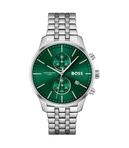 BOSS Associate Associate Silver Stål grön urtavla 42mm Herrklocka 1513975