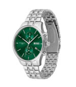 BOSS Associate Associate Silver Stål grön urtavla 42mm Herrklocka 1513975