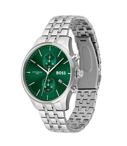 BOSS Associate Associate Silver Stål grön urtavla 42mm Herrklocka 1513975