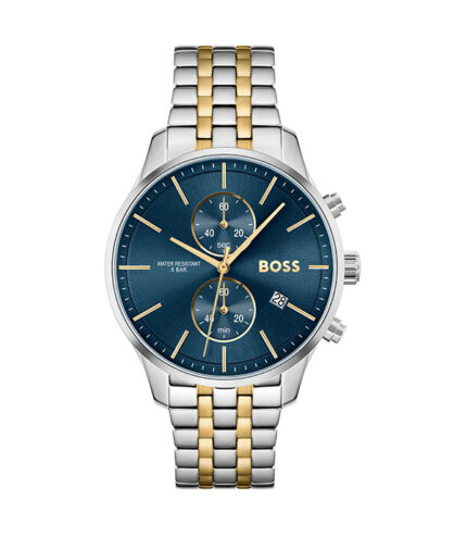 BOSS Associate Silver/Guld Stål blå urtavla 44mm Herrklocka 1513976