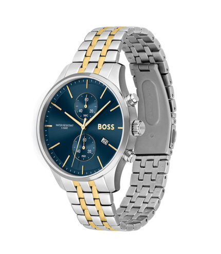 BOSS Associate Silver/Guld Stål blå urtavla 44mm Herrklocka 1513976