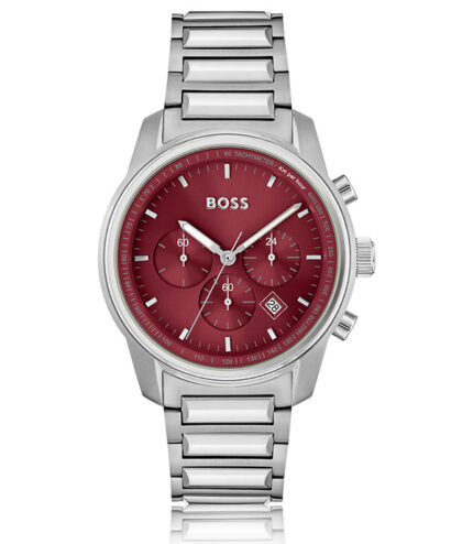 BOSS Trace Silver Stål röd urtavla 44mm Herrklocka 1514004