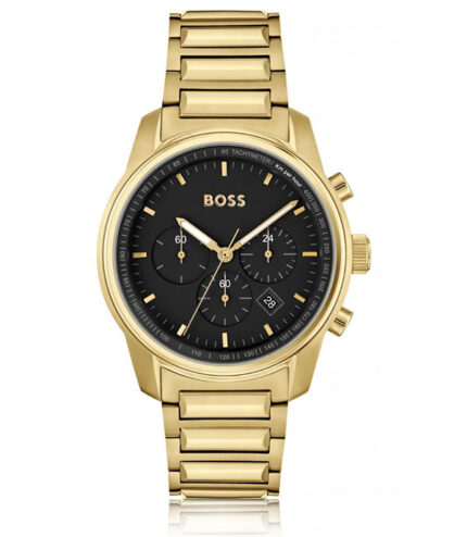 BOSS Trace Guld Stål svart urtavla 44mm Herrklocka 1514006