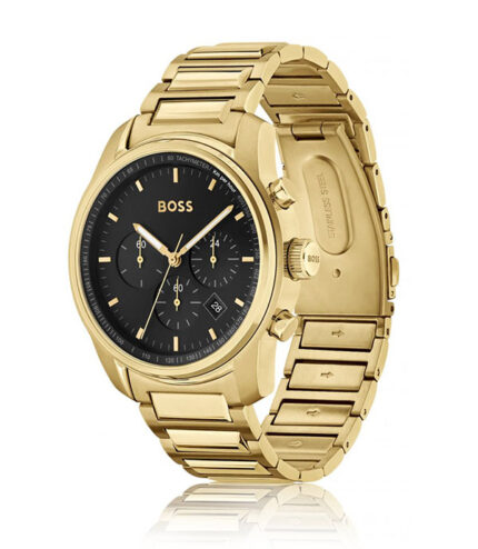 BOSS Trace Guld Stål svart urtavla 44mm Herrklocka 1514006