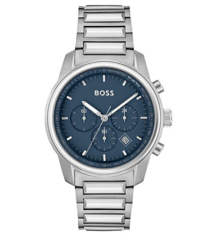 BOSS Trace Silver Stål Blå Urtavla 44mm Herrklocka 1514007
