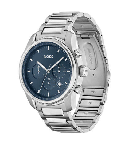 BOSS Trace Silver Stål Blå Urtavla 44mm Herrklocka 1514007