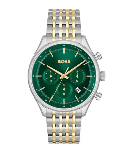 Hugo Boss Gregor Silver/Guld Stål grön urtavla 45mm Herrklocka 1514081