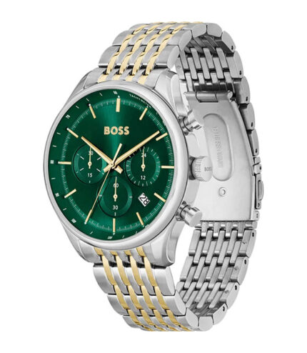Hugo Boss Gregor Silver/Guld Stål grön urtavla 45mm Herrklocka 1514081