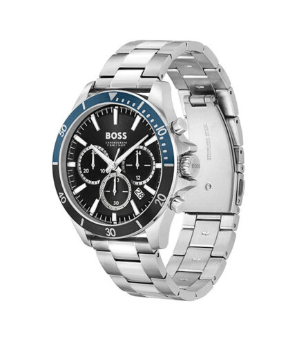 Hugo Boss Troper Silver Stål Svart Urtavla 44mm Herrklocka 1514101