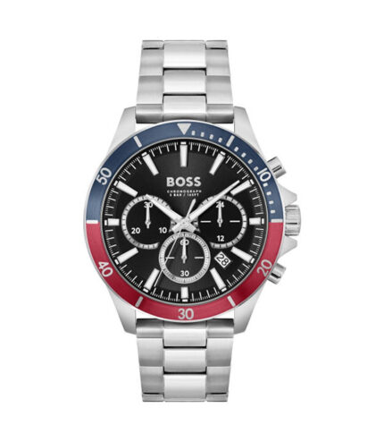 Hugo Boss Troper Silver Stål Svart Urtavla 44mm Herrklocka 1514108
