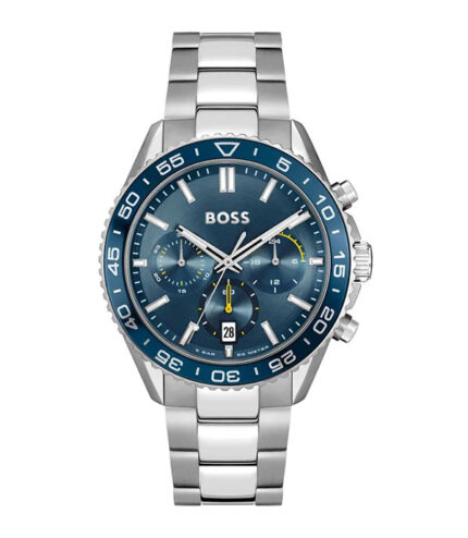 Hugo Boss Runner Silver Stål blå urtavla 44mm Herrklocka 1514143