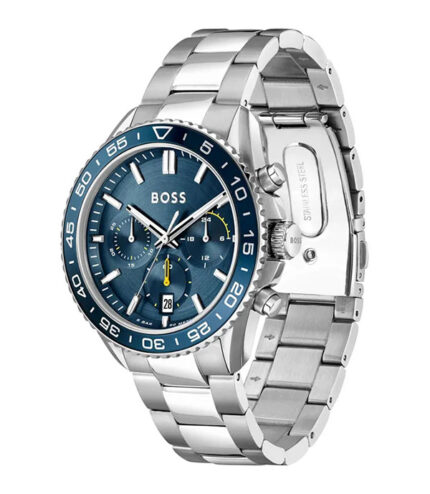 Hugo Boss Runner Silver Stål blå urtavla 44mm Herrklocka 1514143