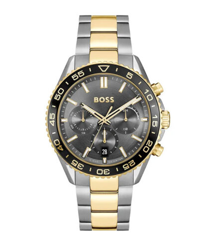 Hugo Boss Runner Silver/Guld Stål svart urtavla 44mm Herrklocka
