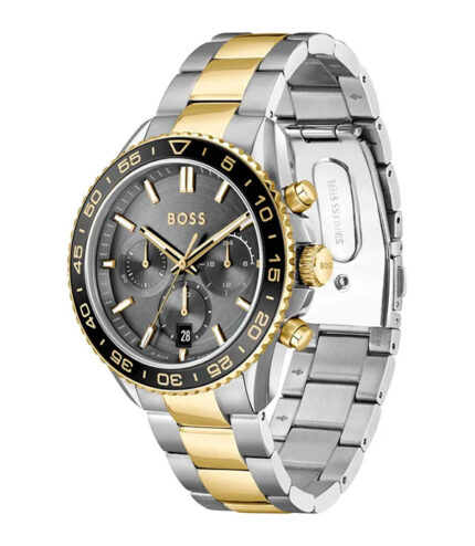 Hugo Boss Runner Silver/Guld Stål svart urtavla 44mm Herrklocka