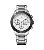 Tommy Hilfiger Hudson Silver Stål Vit Urtalva 44mm Herrklocka 1791227