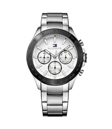 Tommy Hilfiger Hudson Silver Stål Vit Urtalva 44mm Herrklocka 1791227