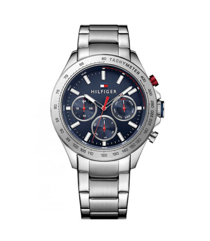 Tommy Hilfiger Hudson Silver Stål Blå Urtalva 44mm Herrklocka 1791228