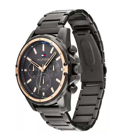 Tommy Hilfiger Mason Svart Stål Svart Urtavla 45mm Herrklocka 1791790