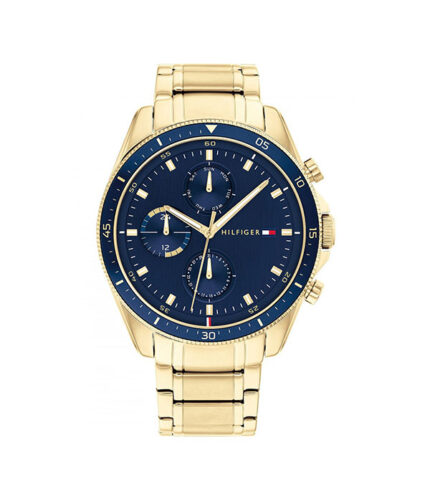 Tommy Hilfiger Parker Guld Stål Blå Urtavla 44mm Herrklocka 1791834