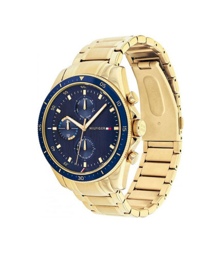 Tommy Hilfiger Parker Guld Stål Blå Urtavla 44mm Herrklocka 1791834