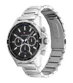 Tommy Hilfiger Mason Silver Stål Svart Urtavla 44mm Herrklocka 1791936